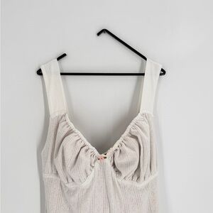 With Jean Cher Mini Dress In White Pointelle